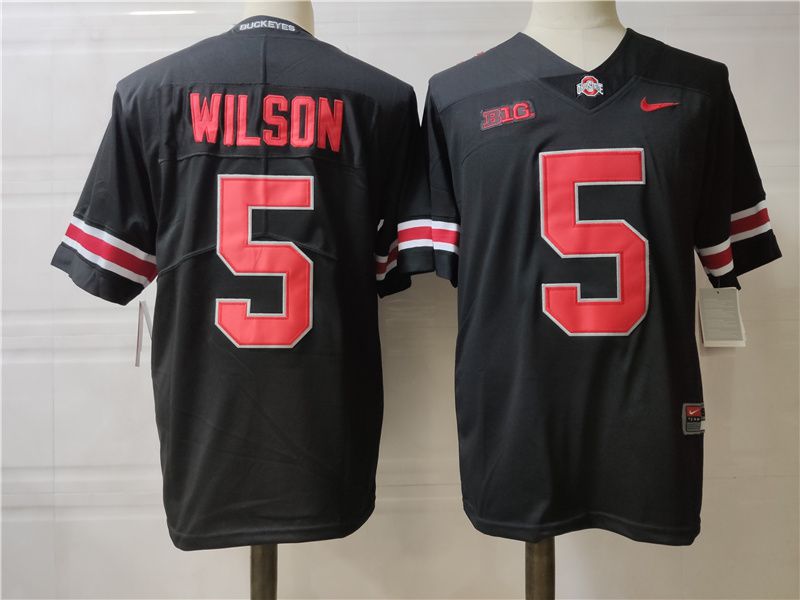 Men Ohio State Buckeyes #5 Wilson Black Nike 2025 NCAA Jersey